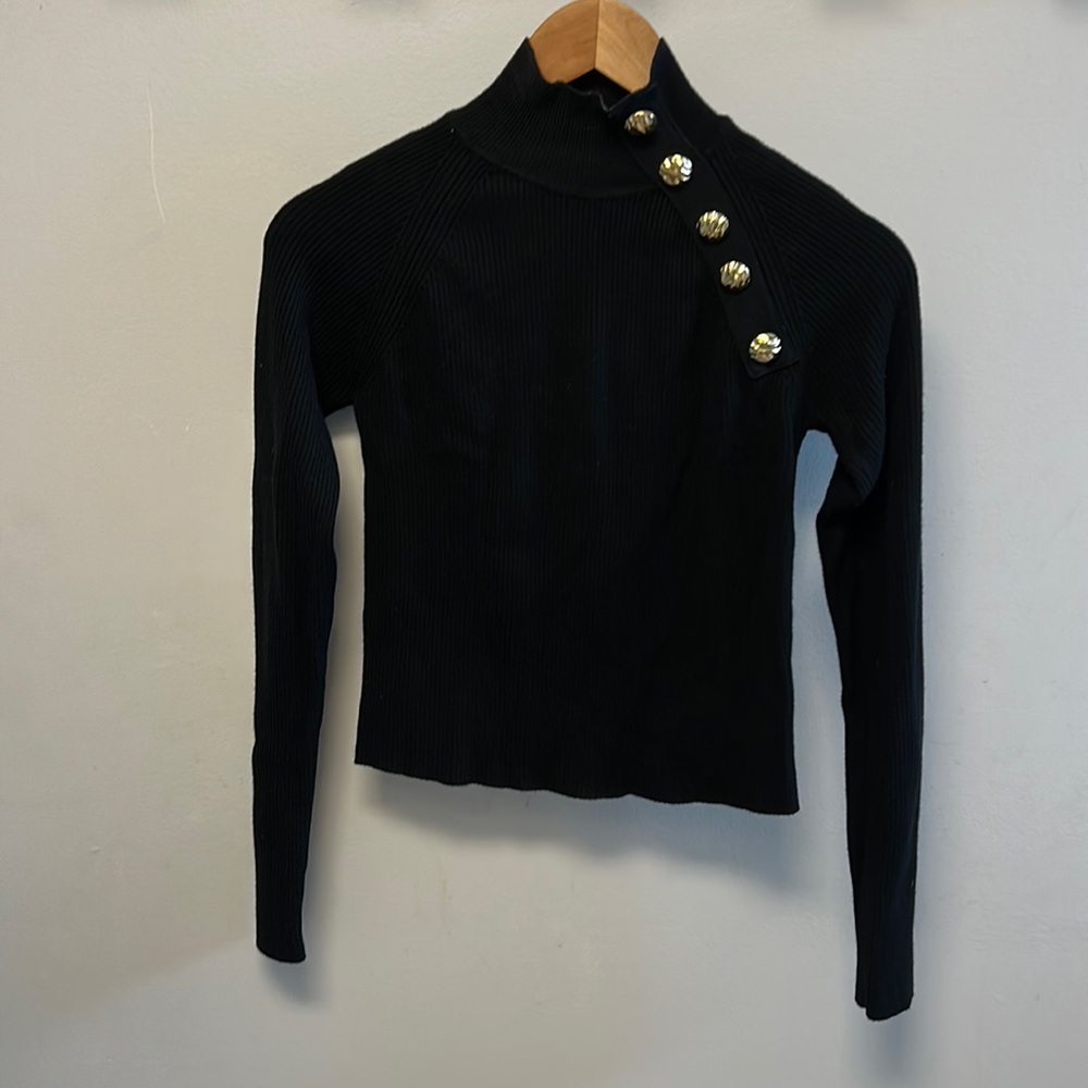 Set of 2 Dressy Tops-Black and Cream with Gold Coloured Accents